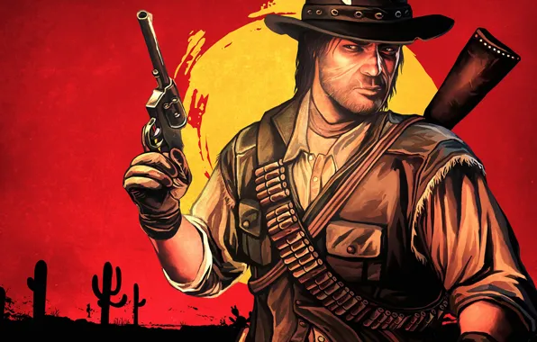 Шляпа, ковбой, art, Rockstar, red dead redemption, john marston