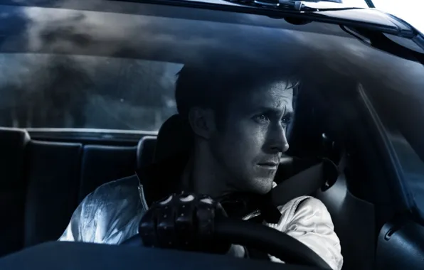 Картинка машина, стекло, руль, актёр, Драйв, Ryan Gosling, Райан Гослинг