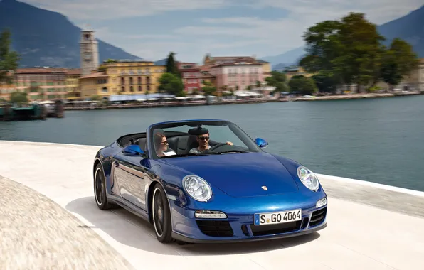 Картинка море, синий, Porsche, 911 Carerra