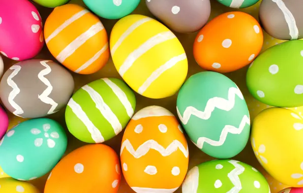 Картинка colorful, Пасха, happy, Easter, eggs, holiday, яйца крашеные