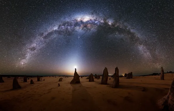 Картинка Луна, Австралия, Млечный путь, Moon, Australia, Milky Way, Michael Goh, zodiac light