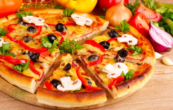 Картинка зелень, овощи, пицца, pizza, начинка, vegetables, greens, stuffing
