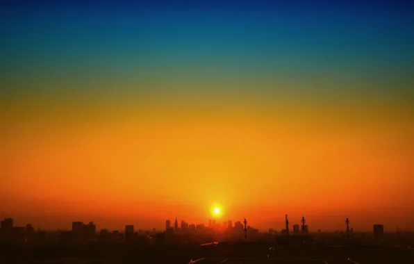 Картинка солнце, небоскребы, утро, 154