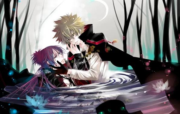 Вода, аниме, парни, двое, Rokudou Mukuro, Katekyo Hitman REBORN!, Vongola Primo Giotto