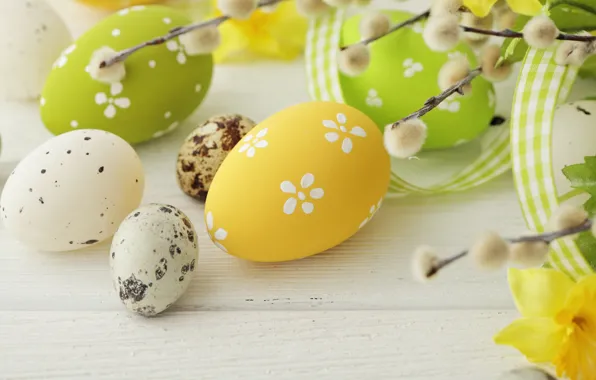 Картинка colorful, Пасха, верба, spring, eggs, Happy Easter, Easter eggs