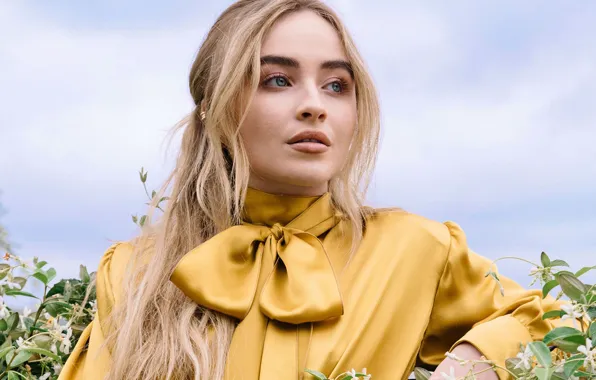 Взгляд, девушка, портрет, блузка, Marie Claire, Sabrina Carpenter