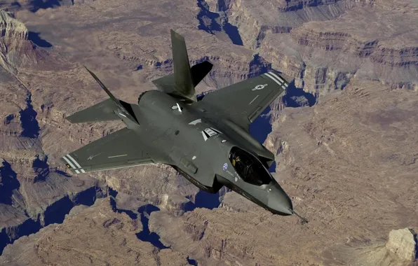Самолет, ландшафт, истребитель, F-35