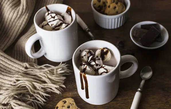 Шоколад, печенье, мороженое, чашка, Chocolate, Ice cream