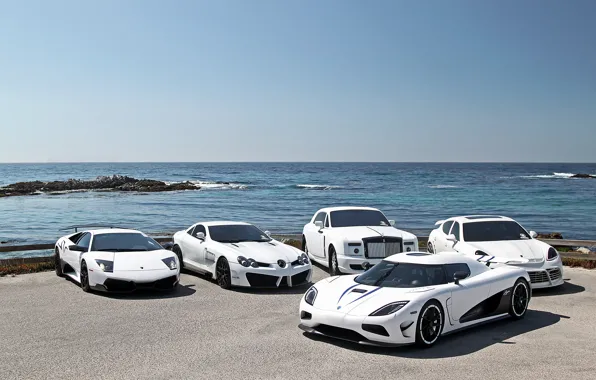 Картинка белый, Lamborghini, white, mercedes, supercar, porsche, порше, мерседес