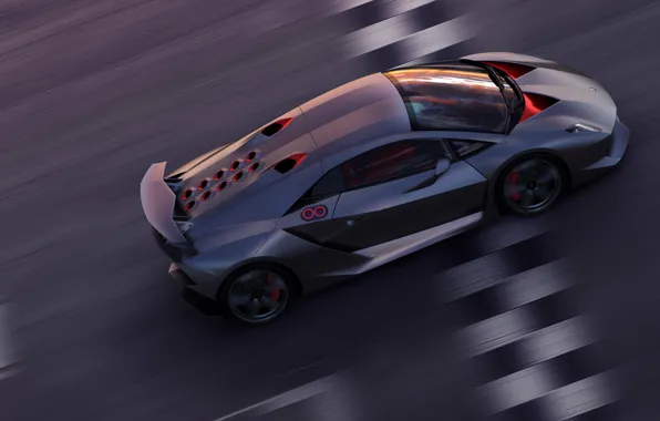 Скорость, трасса, Lamborghini, Sesto Elemento, финишная черта