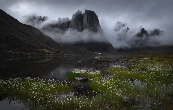 Небо, горы, природа, туман, скалы, Канада, Canada, Blake Randall