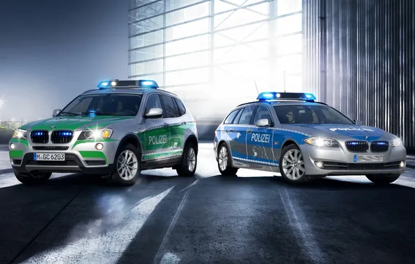 Фон, BMW, Полиция, БМВ, кроссовер, универсал, 5 Series, Polizei