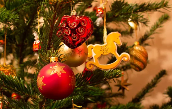 Картинка праздник, игрушки, новый год, рождество, ель, ёлка