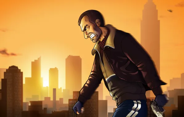 Картинка мужик, злой, нико беллик, Grand Theft Auto IV