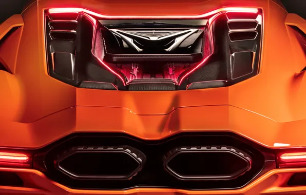Картинка Lamborghini, supercar, orange, задок, back, выхлопные трубы, Revuelto, Lamborghini Revuelto