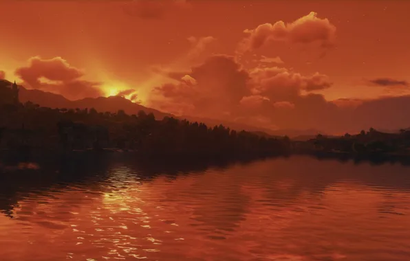 Пейзаж, вечер, The Witcher 3, Blood & Wine