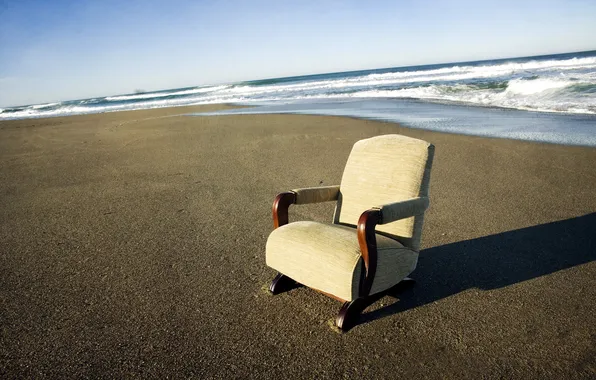 Картинка море, пляж, кресло
