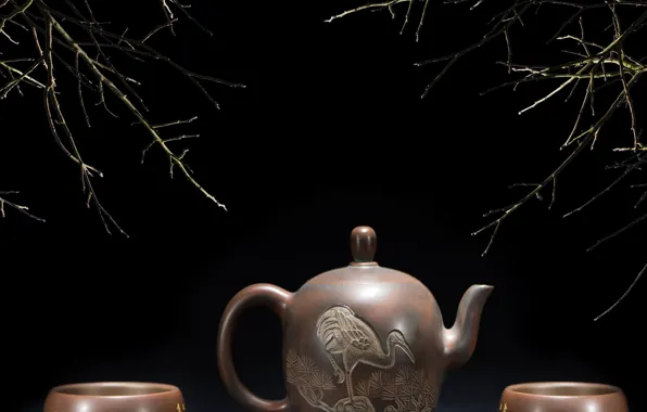 Decoration, cups, tea pot, glass ware