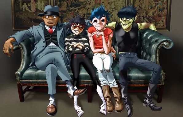 Музыка, Диван, Стиль, Арт, Gorillaz, Группа, Noodle, Russel Hobbs