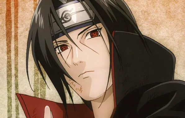Портрет, повязка, Naruto, красные глаза, sharingan, Akatsuki, Itachi uchiha