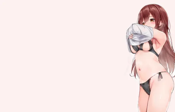 Girl, sexy, lingerie, pantsu, bra, cleavage, panties, red hair