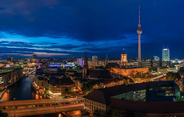 Картинка ночь, огни, Берлин