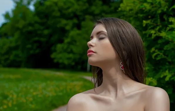 Картинка девушка, природа, волосы, боке, Eugene Balin, Диана Горская