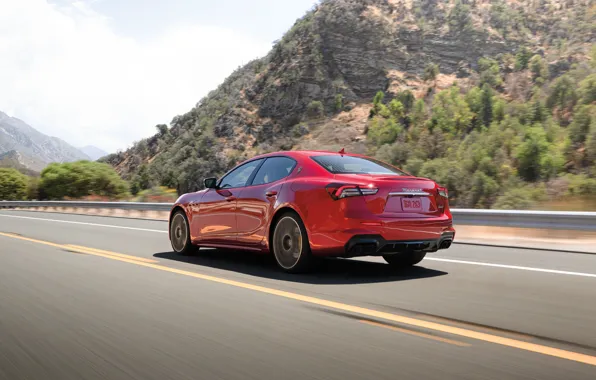 Car, Maserati, road, trees, Ghibli, Maserati Ghibli Trofeo