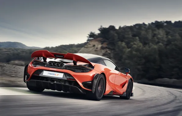 Картинка движение, McLaren, крыло, сзади, 2020, 765LT