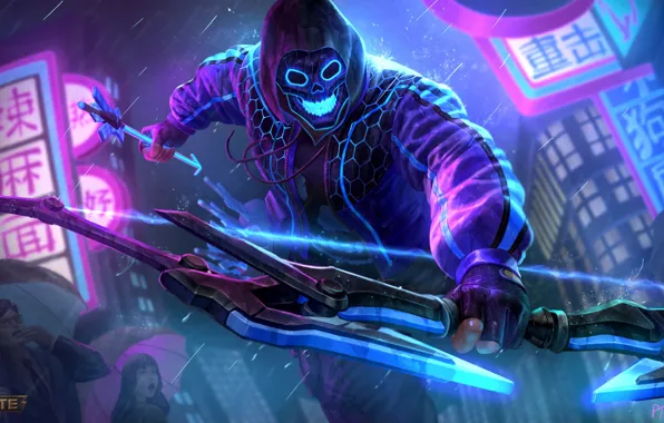 Люди, маска, лук, куртка, стрела, парень, Smite, Rama