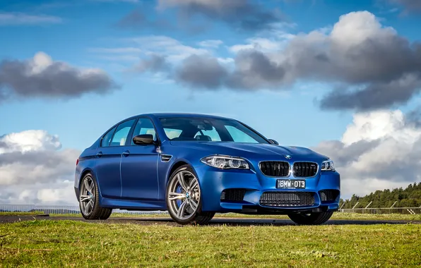 Синий, бмв, BMW, F10, Sedan, 2015
