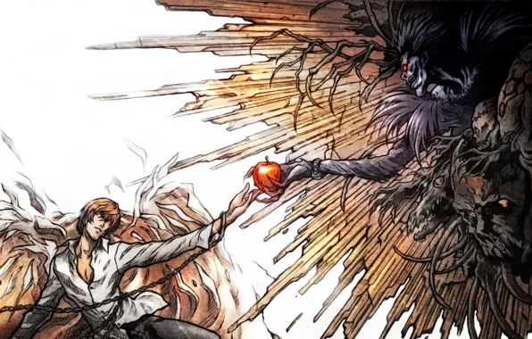 Лучи, яблоко, цепь, пародия, Тетрадь смерти, Death note, Kira, Light Yagami