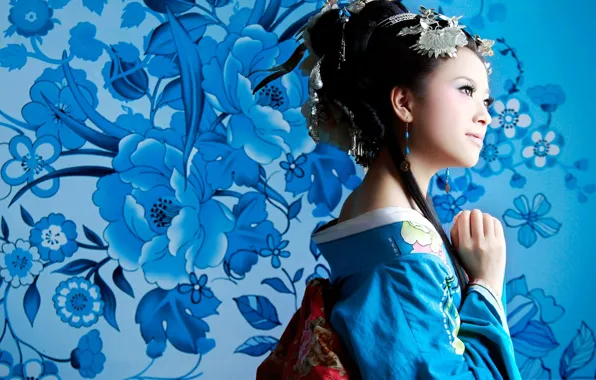 Картинка узор, модель, японка, азиатка