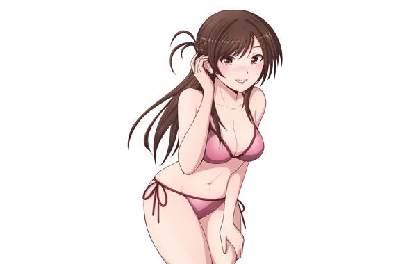 Girl, sexy, cleavage, long hair, brown hair, brown eyes, boobs, anime