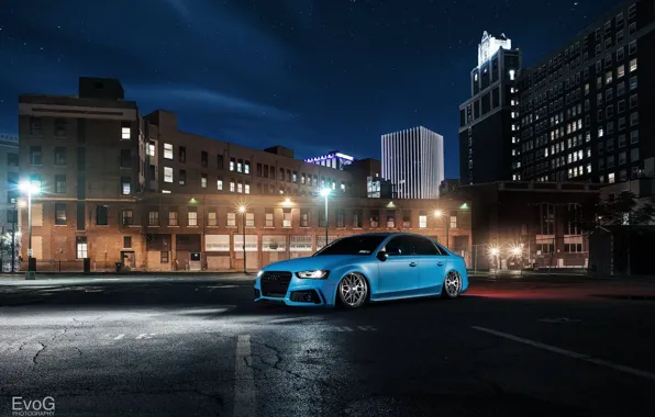 Картинка ночь, Audi, blue, подвеска, Evano Gucciardo