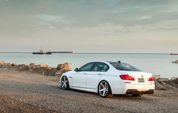 Белый, бмв, BMW, white, wheels, F10, 550i, 5 серия