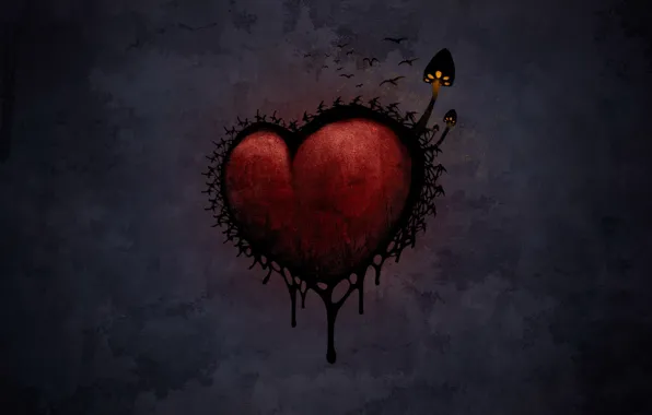 Картинка мрак, грибы, Сердце