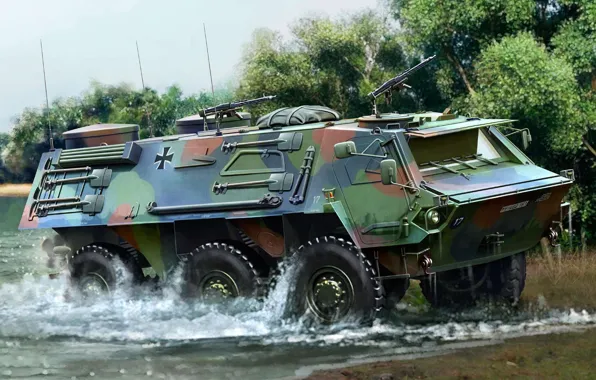 Transportpanzer, немецкий бронетранспортёр, боевая колёсная плавающая бронемашина, TPz 1 Fuchs A4