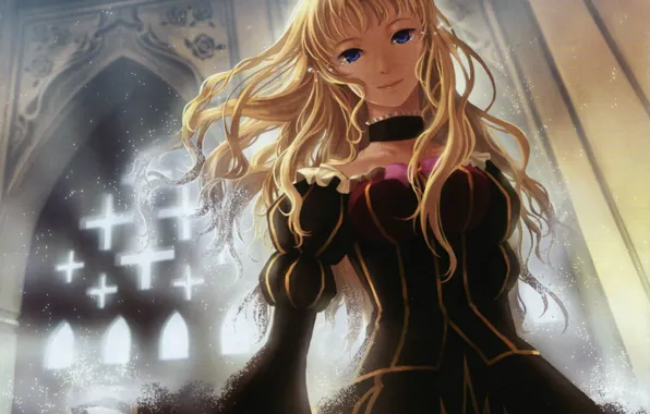Крест, слезы, окно, голубые глаза, Umineko no Naku Koro ni, Beatrice, Когда плачут чайки