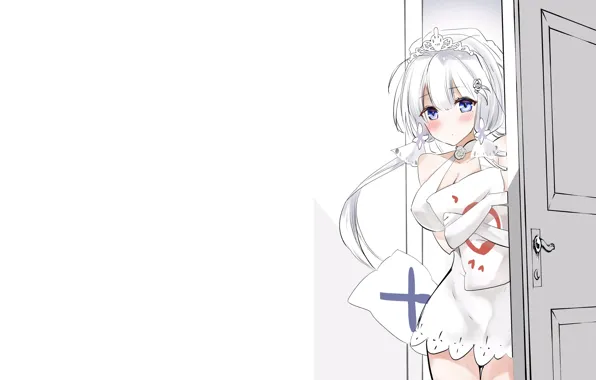 Girl, sexy, cleavage, long hair, dress, boobs, anime, blue eyes