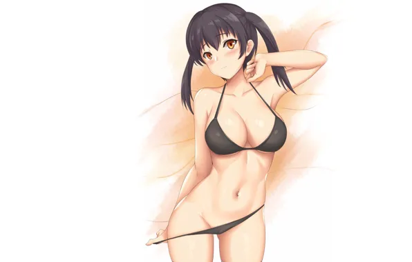 Kawaii, girl, sexy, Bikini, anime, cute, tails, black bikini