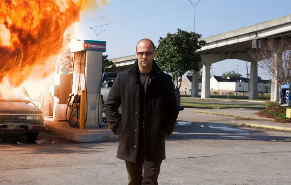 Cinema, fire, flame, Nissan, hitman, bridge, street, man