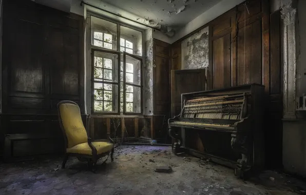 Картинка комната, кресло, пианино