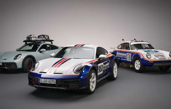 Картинка Porsche 911, Dakar, три автомобиля, Porsche 911 Dakar