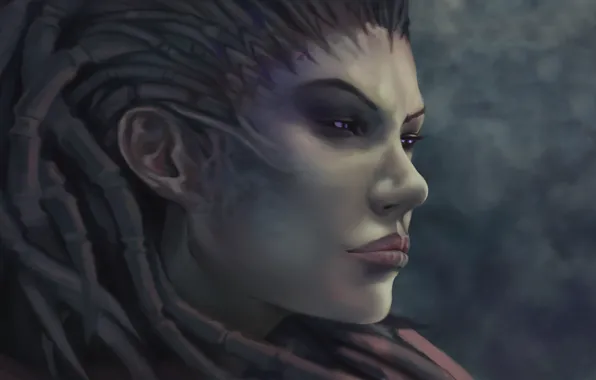 Картинка лицо, zerg, Sarah Kerrigan, StarCraft, queen of blades