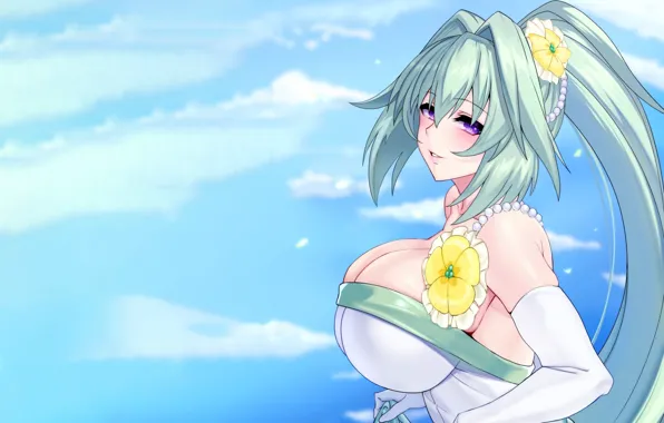 Girl, sexy, cleavage, long hair, dress, boobs, anime, beautiful