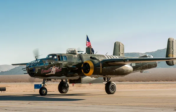 Картинка бомбардировщик, американский, двухмоторный, средний, B-25J, Mitchell