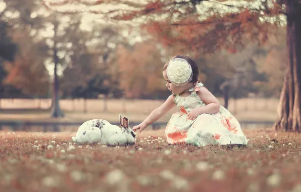 Картинка кролик, девочка, бант