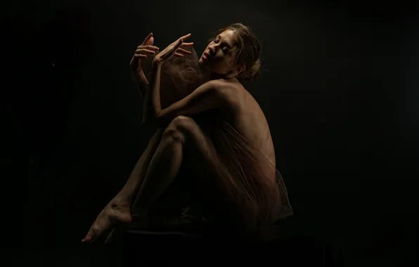 Поза, модель, sexy, model, pose, naked girl, голая девушка, черый фон