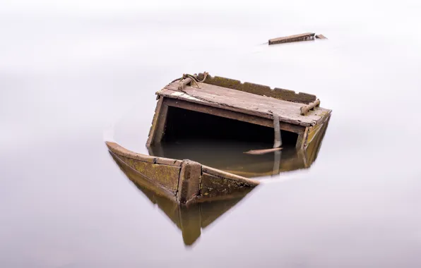 Картинка озеро, фон, лодка